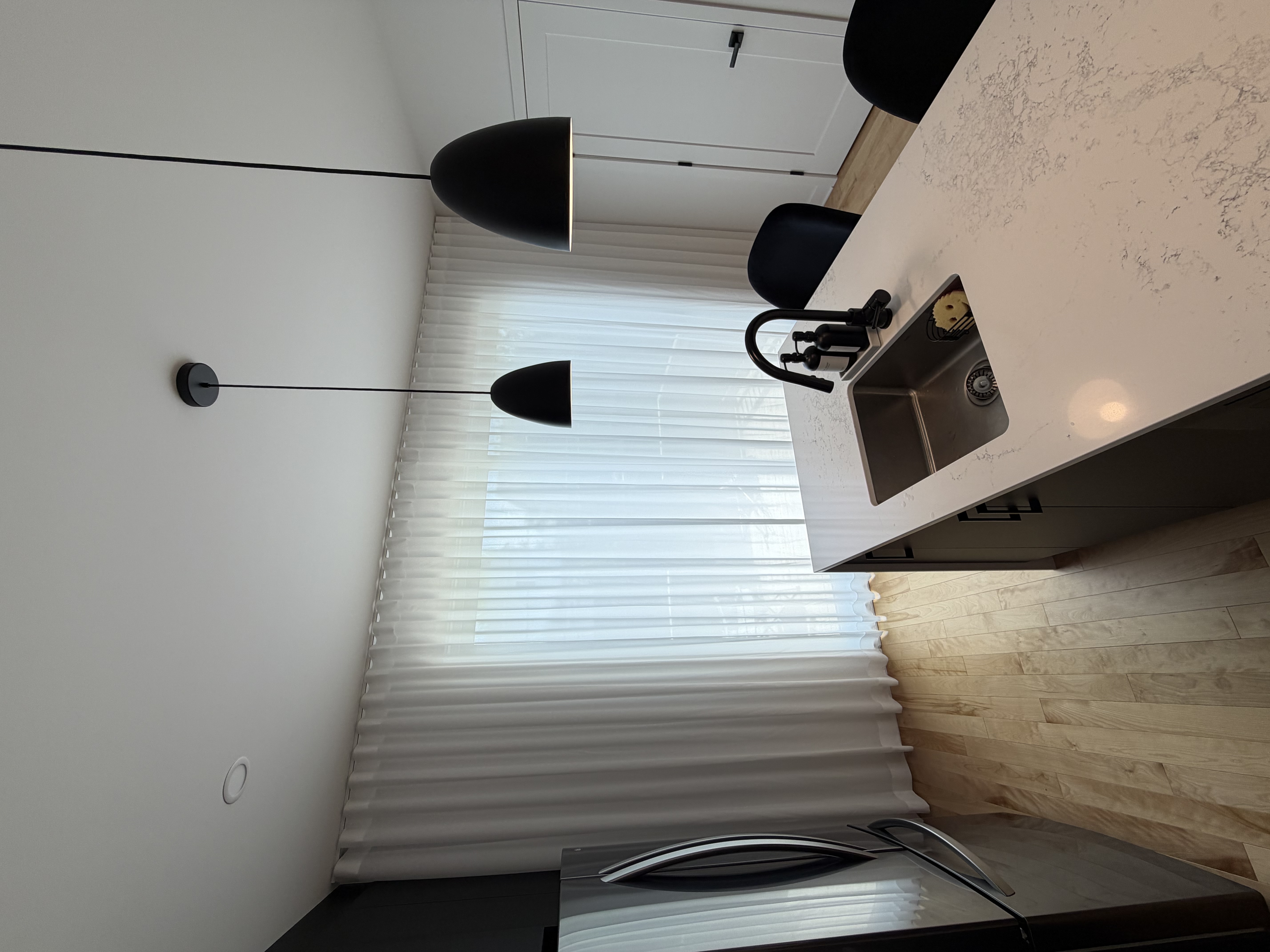 Sheer Curtains installation in Kitchen - Montreal
