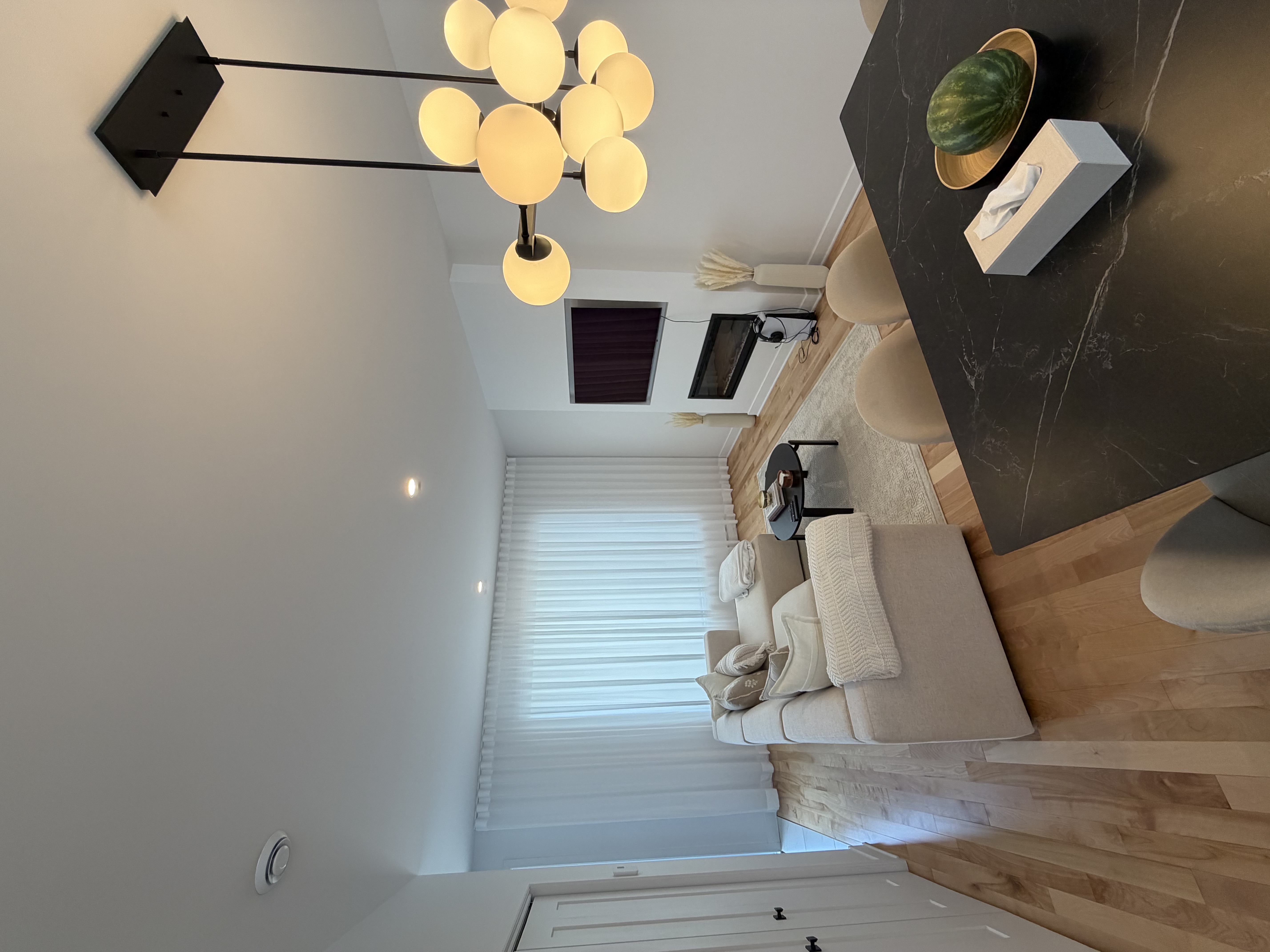 Sheer Curtains installation in Living Room - Montreal